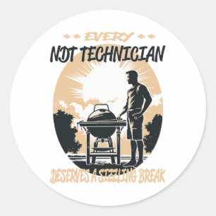 Pegatina Redonda Técnico Ndt Funny Bbq Chef O Grill Fun