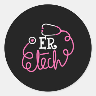 Pegatina Redonda Técnicos de Tecnologías de Sala de Emergencias Er