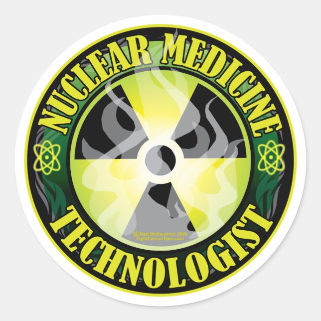 Pegatina Redonda Tecnología 2 de medicina nuclear (Anverso)
