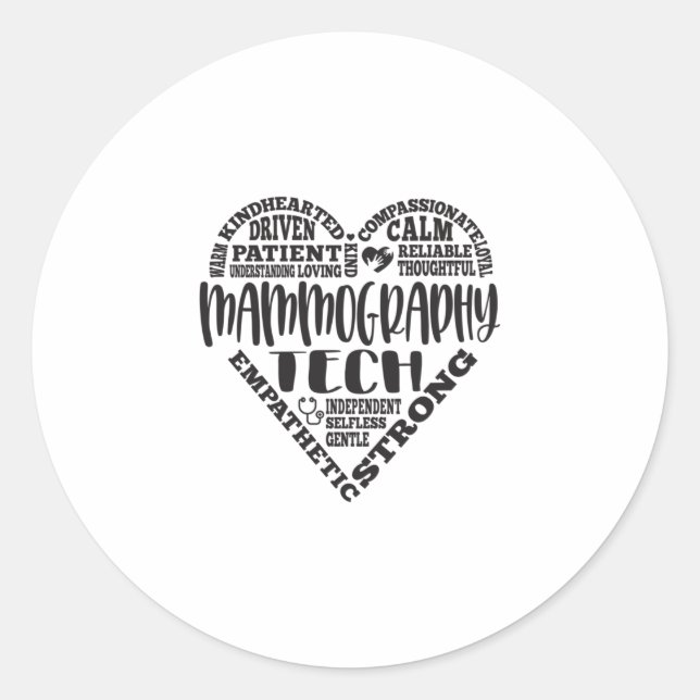 Pegatina Redonda Tecnología de mamografía, tecnólogo de Mammo (Anverso)
