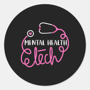Pegatina Redonda Tecnología de Salud Mental - Técnicos Psiquiátrico