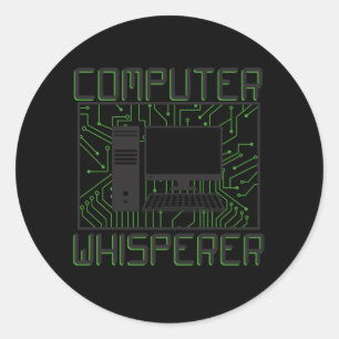 Pegatina Redonda Tecnología de soporte informático Whisperer