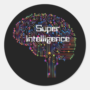 Pegatina Redonda Tecnología de Super Inteligencia