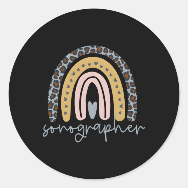 Pegatina Redonda Tecnología de ultrasonido arcoiris sonógrafo (Anverso)