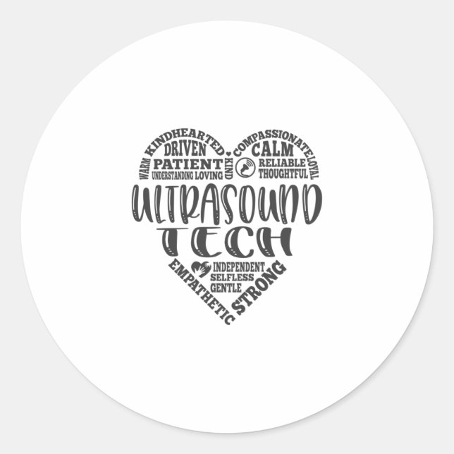 Pegatina Redonda Tecnología de ultrasonido, Sonógrafo, vida de UT (Anverso)