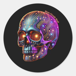 Pegatina Redonda Tecnología del circuito de Neones de Halloween