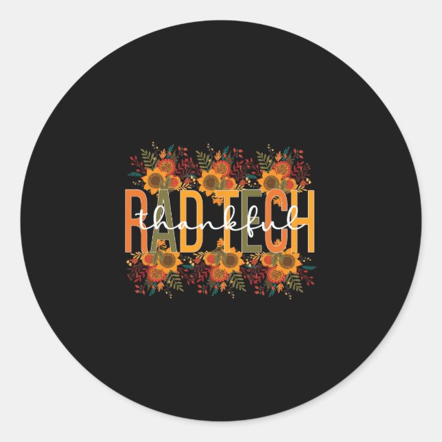 Pegatina Redonda Tecnología Rad Tech, Tecnólogo De Acción De Gracia (Anverso)