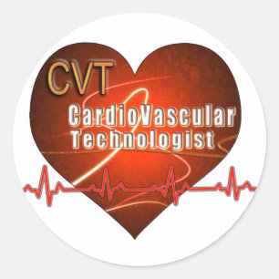 Pegatina Redonda Tecnólogo cardiovascular de CVT HEART LOGO