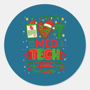Pegatina Redonda Tecnólogo médico de Navidad Tecnólogo médico de fa