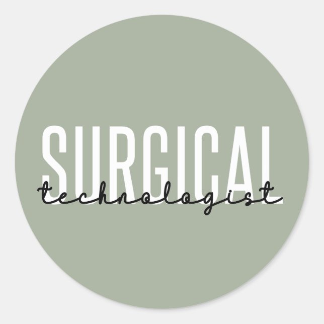 Pegatina Redonda Tecnólogo quirúrgico Med Surg Tech Cirugía (Anverso)