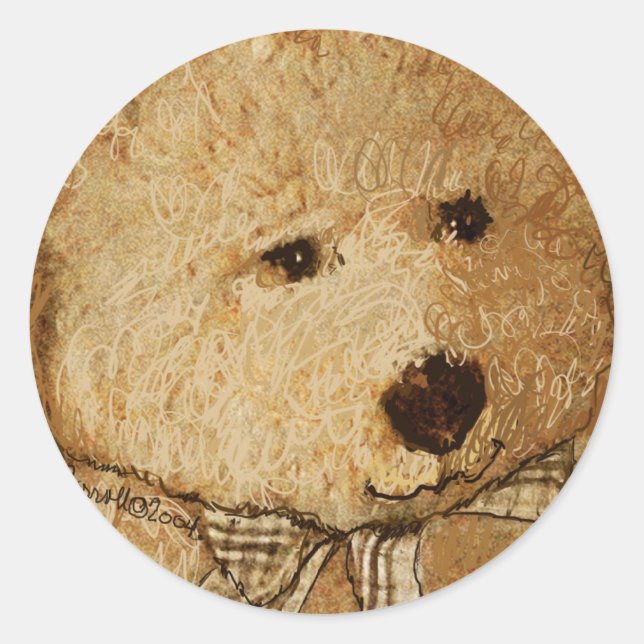Pegatina Redonda Teddie Bear (Anverso)