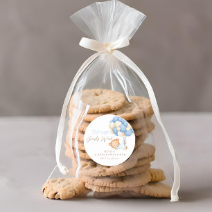 Pegatina Redonda Teddy Baby Boy Shower