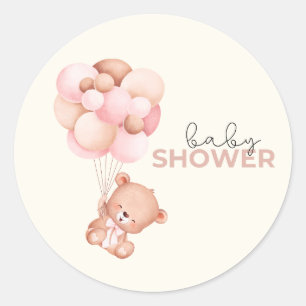 Pegatina Redonda Teddy Bear Baby Baby Shower