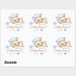 Pegatina Redonda Teddy Bear Baby Bear Baby Shower