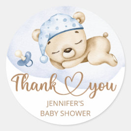 Pegatina Redonda Teddy Bear Baby Boy Baby Shower
