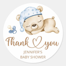 Pegatina Redonda Teddy Bear Baby Boy Baby Shower