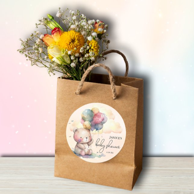 Pegatina Redonda Teddy Bear Baby Shower (Subido por el creador)