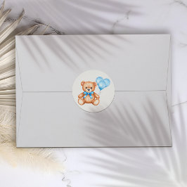Pegatina Redonda Teddy Bear Baby Shower