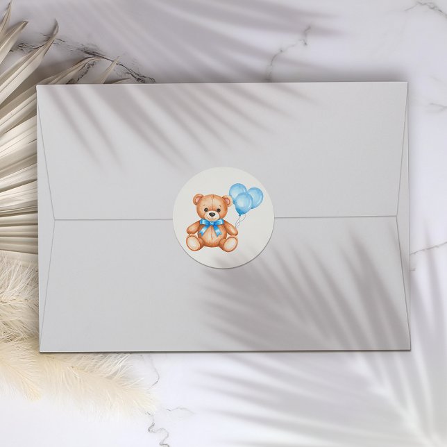 Pegatina Redonda Teddy Bear Baby Shower (Subido por el creador)