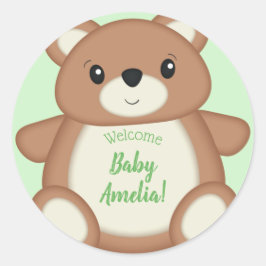Pegatina Redonda Teddy Bear Baby Shower