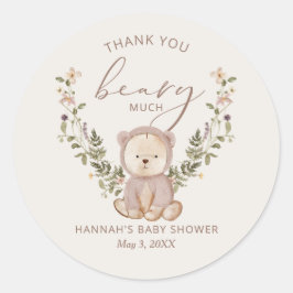 Pegatina Redonda Teddy Bear Baby Shower Favor