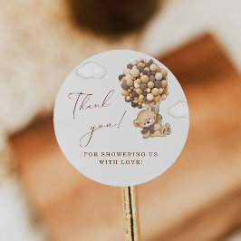 Pegatina Redonda Teddy Bear Baby Shower Gracias