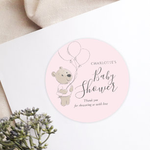 Pegatina Redonda Teddy Bear Baby Shower Gracias