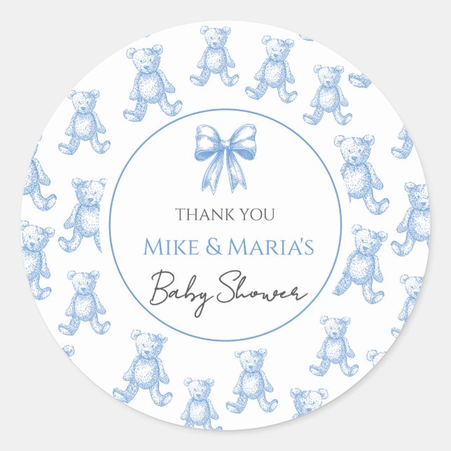 Pegatina Redonda Teddy bear baby shower Sticker (Anverso)