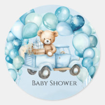 Teddy Bear Blue Vintage Truck Boy Baby Shower
