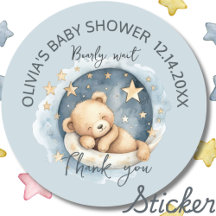 Teddy Bear Boy Bearly Wait Baby Shower Favor