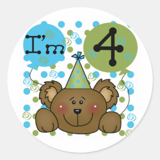 Pegatina Redonda Teddy Bear camisetas y regalos para el cuarto cump