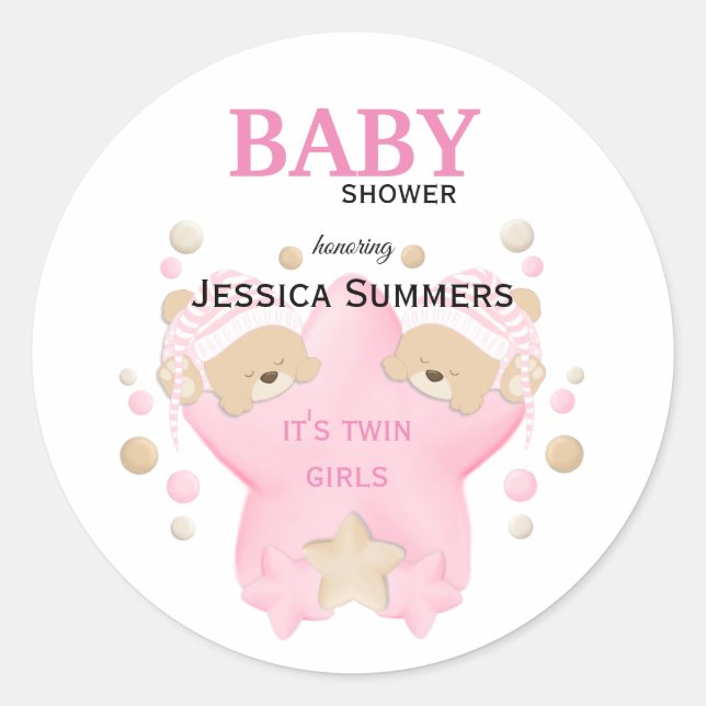 Pegatina Redonda Teddy Bear con duelo lindo Bebés Bebés Chicas Duch (Anverso)