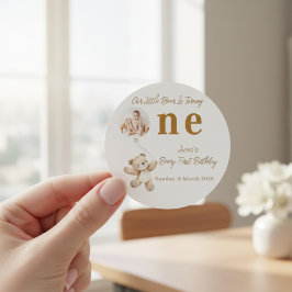 Pegatina Redonda Teddy Bear First Birthday Stickers