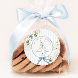 Pegatina Redonda Teddy Bear French Nursery Baby shower Thank you