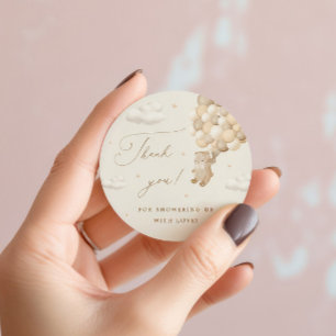 Pegatina Redonda Teddy Bear Género Neutral Gracias