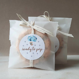 Pegatina Redonda Teddy Bear listo para pop Favor