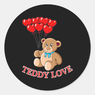 Pegatina Redonda Teddy Bear Love Cute Baby Animal Cuddle Gift Idea