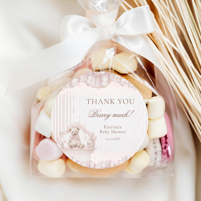 Pegatina Redonda Teddy Bear Nursery Theme Baby Shower Thank you (Subido por el creador)