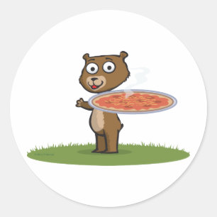 Pegatina Redonda Teddy Bear Pizza