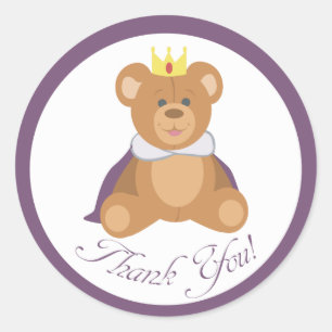 Pegatina Redonda Teddy Bear Prince (¡Gracias!)