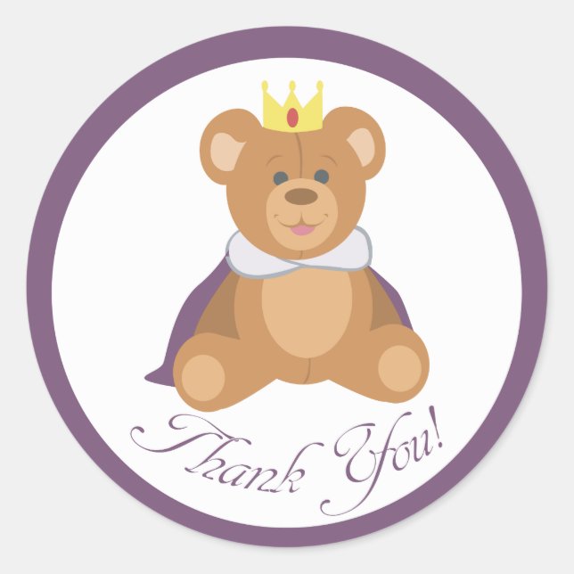 Pegatina Redonda Teddy Bear Prince (¡Gracias!) (Anverso)