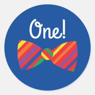 Pegatina Redonda Teddy Bear Rainbow Cute Primer Fiesta de cumpleaño