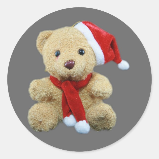 Pegatina Redonda Teddy Bear Santa (Anverso)