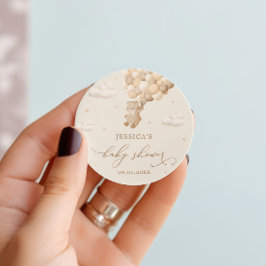 Pegatina Redonda Teddy Bear Sexo Neutral Baby Shower