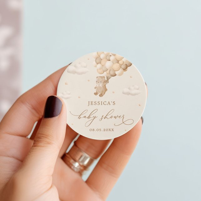 Pegatina Redonda Teddy Bear Sexo Neutral Baby Shower (Subido por el creador)