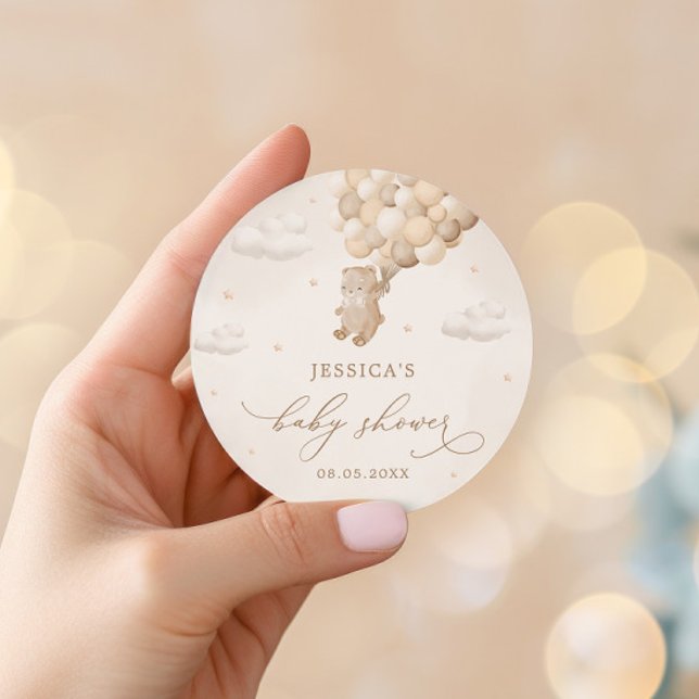 Pegatina Redonda Teddy Bear Sexo Neutral Baby Shower (Subido por el creador)