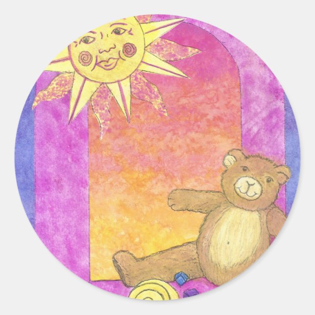 Pegatina Redonda Teddy Bear Sun Set (Anverso)