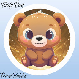 Pegatina Redonda Teddy Bear Whimsical Animal Personalizado Gráfico
