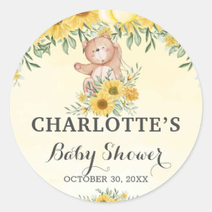 Pegatina Redonda Teddy Bearly Wait Sunflower Greeneration Baby Show