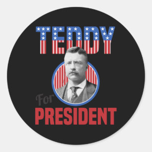 Pegatina Redonda Teddy Roosevelt Presidente Toro Almizcle Theodore 